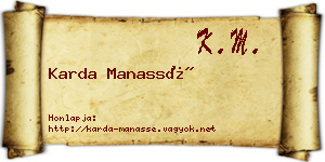 Karda Manassé névjegykártya